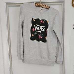 Vans Light Gray Sweatshirt with Floral Graphic